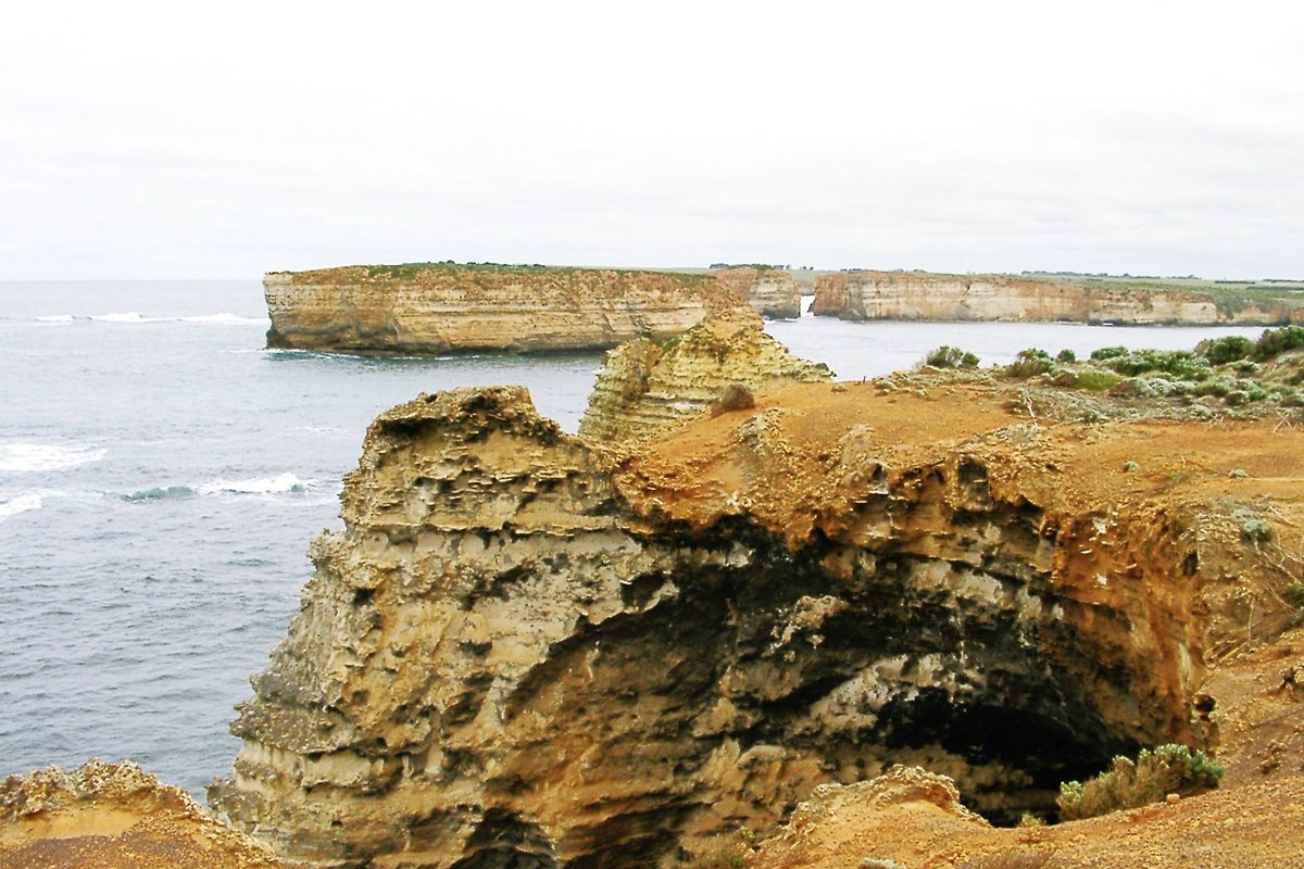Cliffs and sea along the Great Ocean Road in Australia